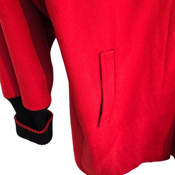 Portrait Women's Red Coat Large L Wool Cuff Misses Size 12 14 Jacket - Picture 5 of 8